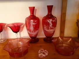 Etched Cranberry glass