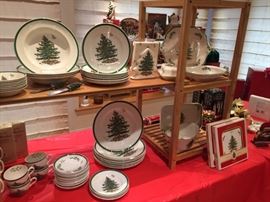 Christmas Tree Spode China.  Complete set with many accessories.