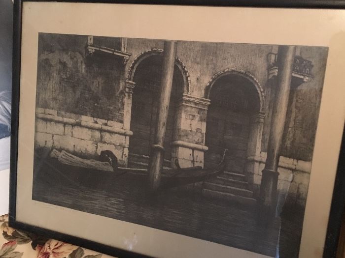 Large Original Venice Etching