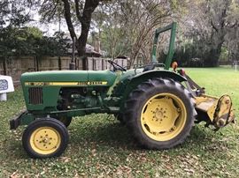 1986 John Deere 950 Desil Tractor with Tiller, bush hog, and boom- low hours only 1155. This is available for purchase prior to the sale. Just contact us directly.