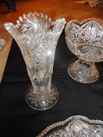 American Brilliant Saw Tooth Cut Crystal, Vase 
