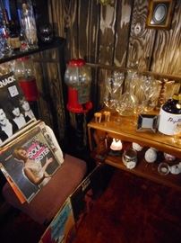 Vintage Gumball Machine/Stand, Records