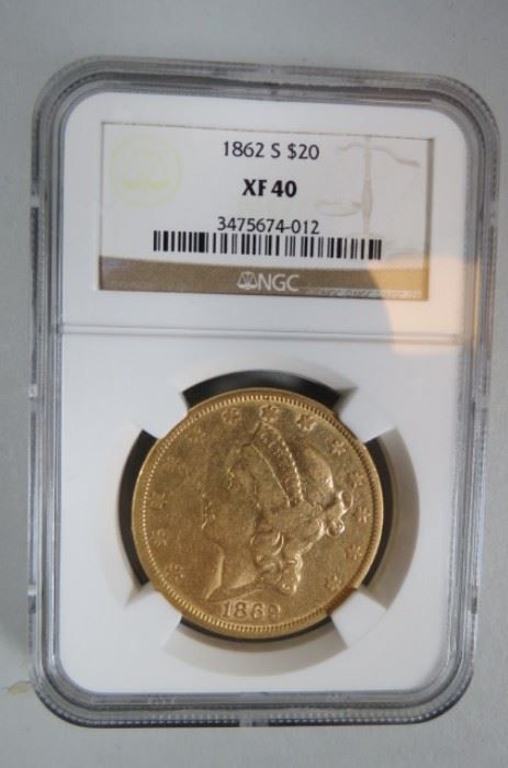 1862S $20.00 Liberty Gold