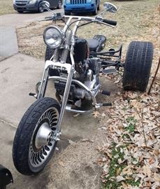 Custom Harley Davidson chopper motorcycle trike