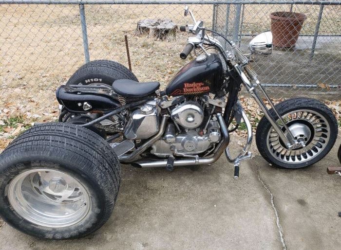 Custom Harley Davidson chopper motorcycle trike