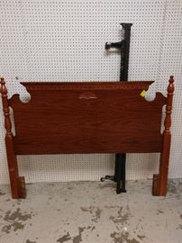 double mahogany headboard with metal rails