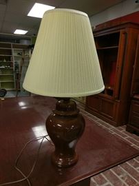 brown lamp with shade