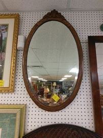oak oval mirror