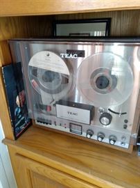 TEAC A-1500-W Automatic Reverse Reel-To-Reel Recorder Specifications
Track system: 4/2-track, 2-channel, stereo/monaural system
Heads: 1 x record, 2 x playback, 1 x erase
Motor: 1 x capstan, 2 x reel
Reel size: up to 7 inch reel
Tape speeds: 3 3⁄4  7 1⁄2 ips
Wow and flutter: 0.12% (7 1⁄2 ips)
Frequency response: 30Hz to 20kHz (7 1⁄2 ips)
Signal to Noise Ratio: 50dB
Crosstalk: 50dB
Input: 100mV (line), 1mV (mic)
Output: 1.0V (line)
Weight: 42lbs
Year: 1966