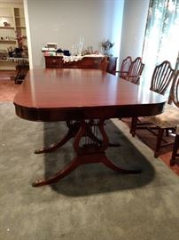 Duncan Phyfe Dining Table with Harp / Lyre Legs 