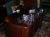 Office desk, organizers.