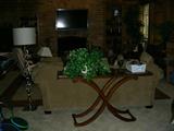 Sofa table, sofa, lamps, decorative accessories