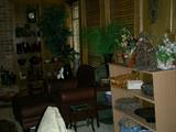 Leather chair & ottoman, decorative accessories, baskets