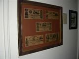Framed decorative items.