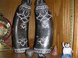 Carved buffalo horns.