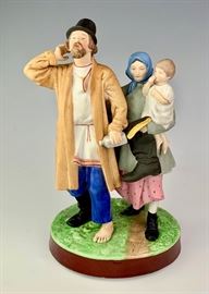 Russian Porcelain Figure Group of Peasant Woman   