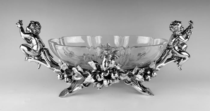 Christofle Silvered Bronze & Glass Centerpiece    