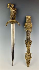 Huge Rare Gilded Bronze Dagger of  "Othello"      