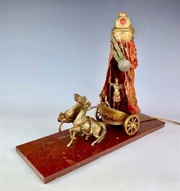 Rare Franz Bergman (1838-1894) "Chariot" Lamp     