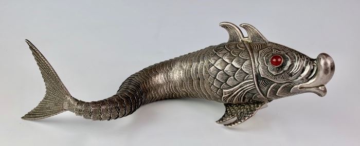 Portuguese Sterling Articulated Fish Spice Holder 