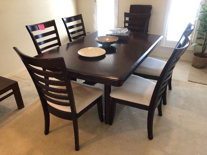 Cherry wood dining table with leaf and 6 chairs