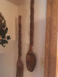 HUGE Tiki spoon & fork decor