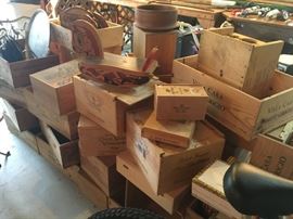 lots of wine & cigar boxes