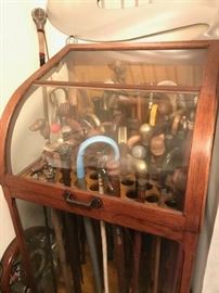 vintage oak cane display cabinet