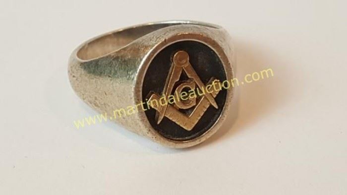 James Avery sterling and 14k gold Masonic ring