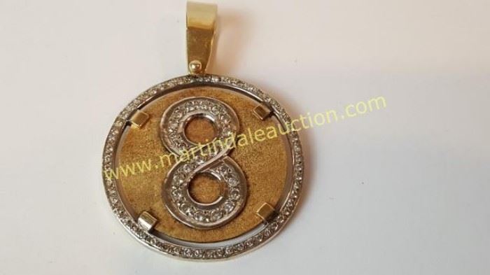 14k gold & diamonds large pendant 