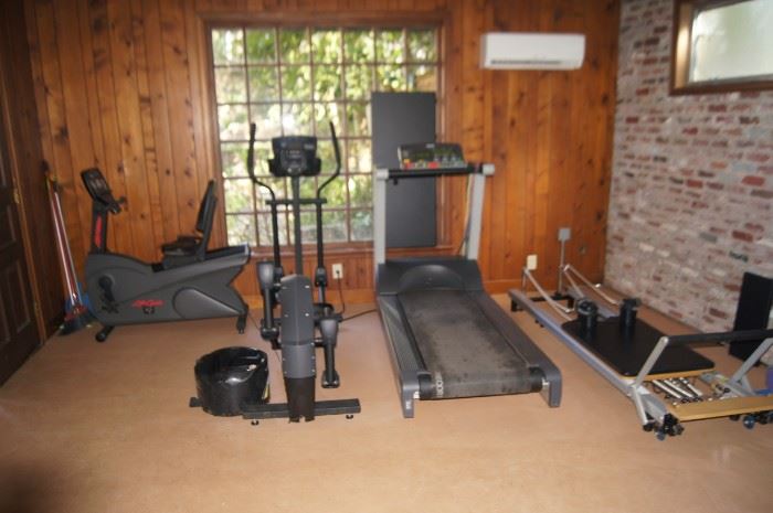 treadmill, elliptical, pilates, recumbent bike machines