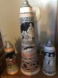 German Steins - Large one is 27" Tall