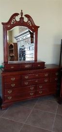 triple dresser with mirror and separate 3-drawer topper