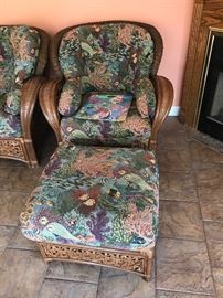 Rattan chair and ottoman
