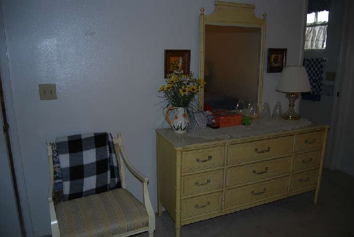 OCCASIONAL CHAIR, HENRY LINK DRESSER WITH MIRROR STILL AVAILABLE FOR FRIDAY PURCHASE