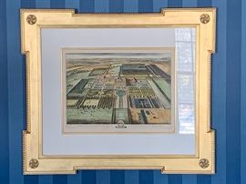 19. Pair of Gilt Framed Colored Etchings by L. Knuffdel (34" x 30")