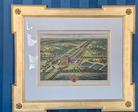19. Pair of Gilt Framed Colored Etchings by L. Knuffdel (34" x 30")