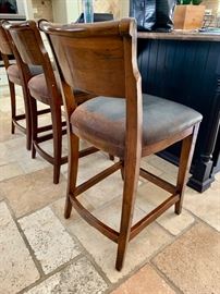 24. 3 Lort's Counter Stools w/ Alligator Embosed Leather Seat (25" x 19" x 38")