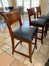 24. 3 Lort's Counter Stools w/ Alligator Embosed Leather Seat (25" x 19" x 38")