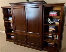 63. 3pc TV Cabinet w/ Pair of Bookcases (23" x 20" x 62") and TV Cabinet (49" x 28" x 66") 