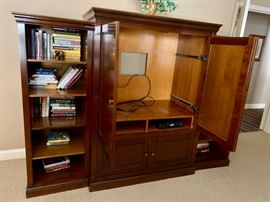63. 3pc TV Cabinet w/ Pair of Bookcases (23" x 20" x 62") and TV Cabinet (49" x 28" x 66") 