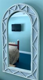 80. White Arch Bamboo Mirror (19" x 33")