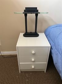 98. White 3 Drawer Nightstand (16" x 16" x 19")