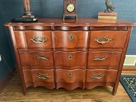 9. Harden 3 Drawer Cherry Chest w/ Serpentine Front (48" x 20" x 34")