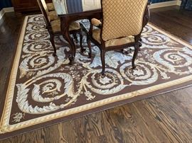 18. Aubusson Brown, Blue and Gold Rug (10' x 13'7")