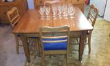 Dining Room Table with Leaves and Greines Bros. Chairs