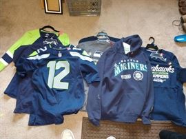1st Bedroom Right: Seahawks, shirts, Jackets,  Mariners Sweatshirt w/Hood