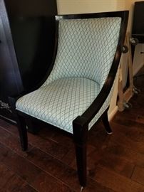 Wood and fabric accent chair