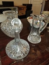 Crystal decanters and Marquis by Waterford pitcher