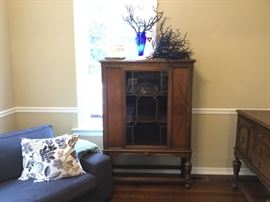 Antique Walnut China, Bookcase Cabinet